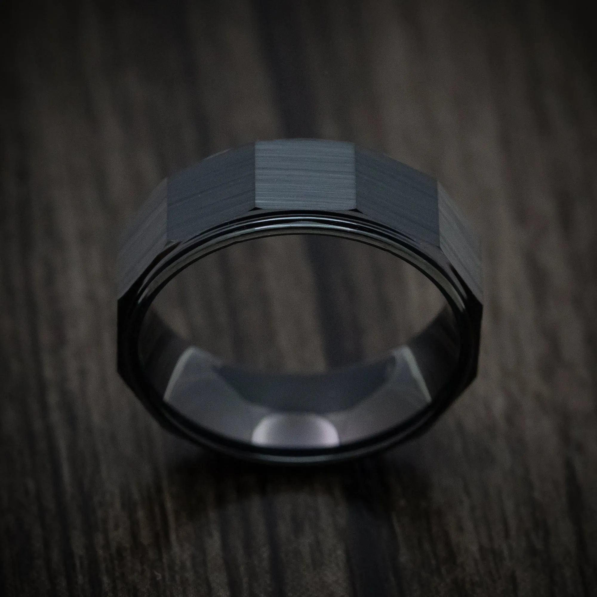 Black Tungsten Carbide Geometric Men’s Ring Custom Made Band