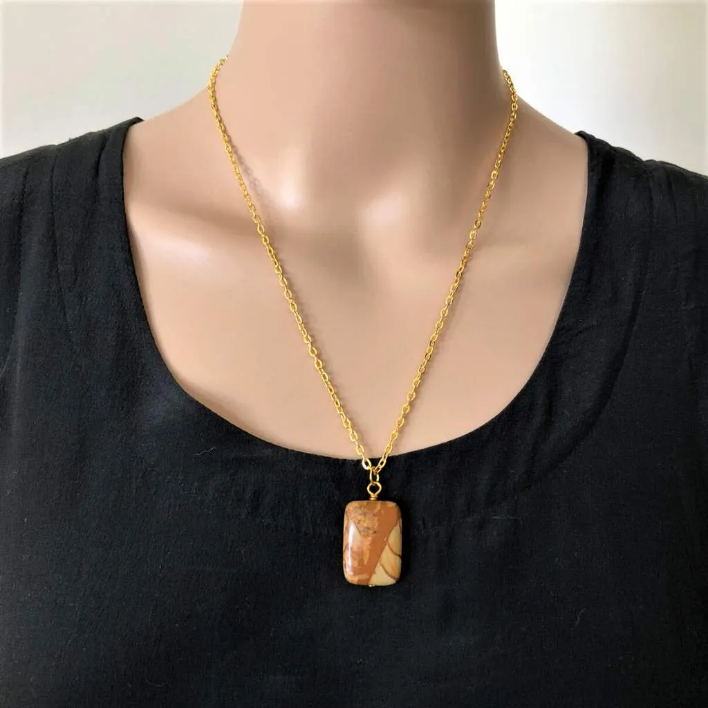 Brown Jasper Stone Long Necklace