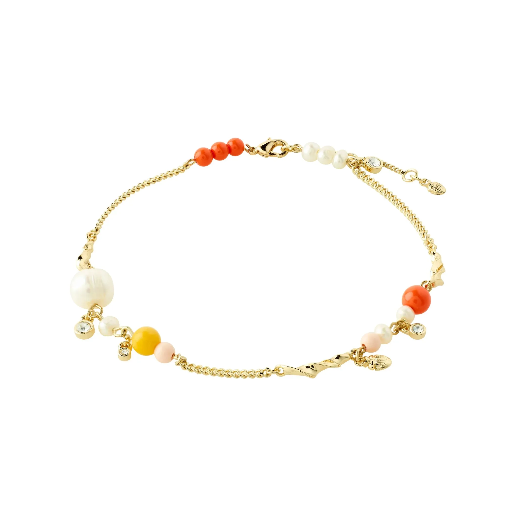 Care Crystal & Freshwater Pearl Ankle Chain | Gold