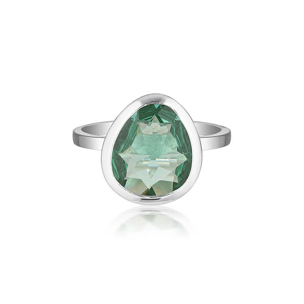 CELEBRATION STACKER RING - LARGE TRI CUT - GREEN AMETHYST