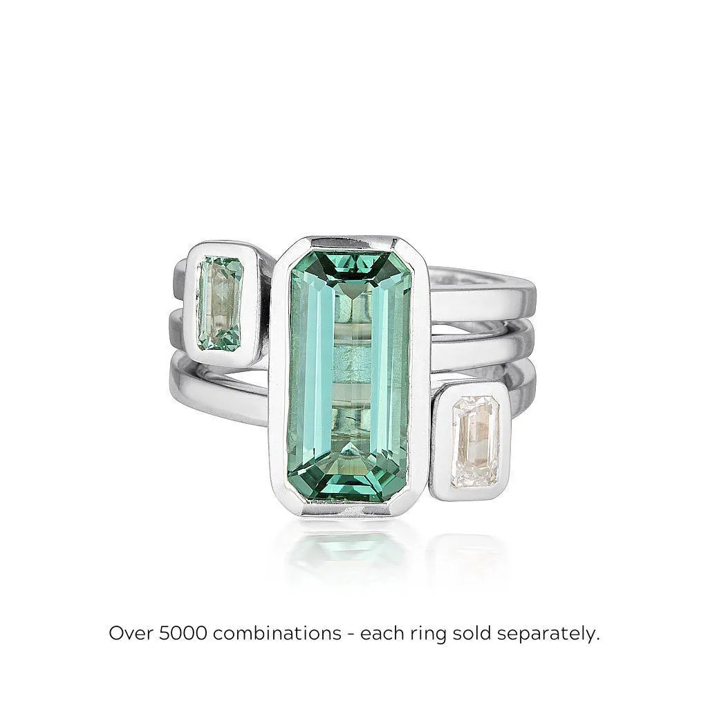 CELEBRATION STACKER RING - SMALL EMERALD CUT - WHITE SAPPHIRE