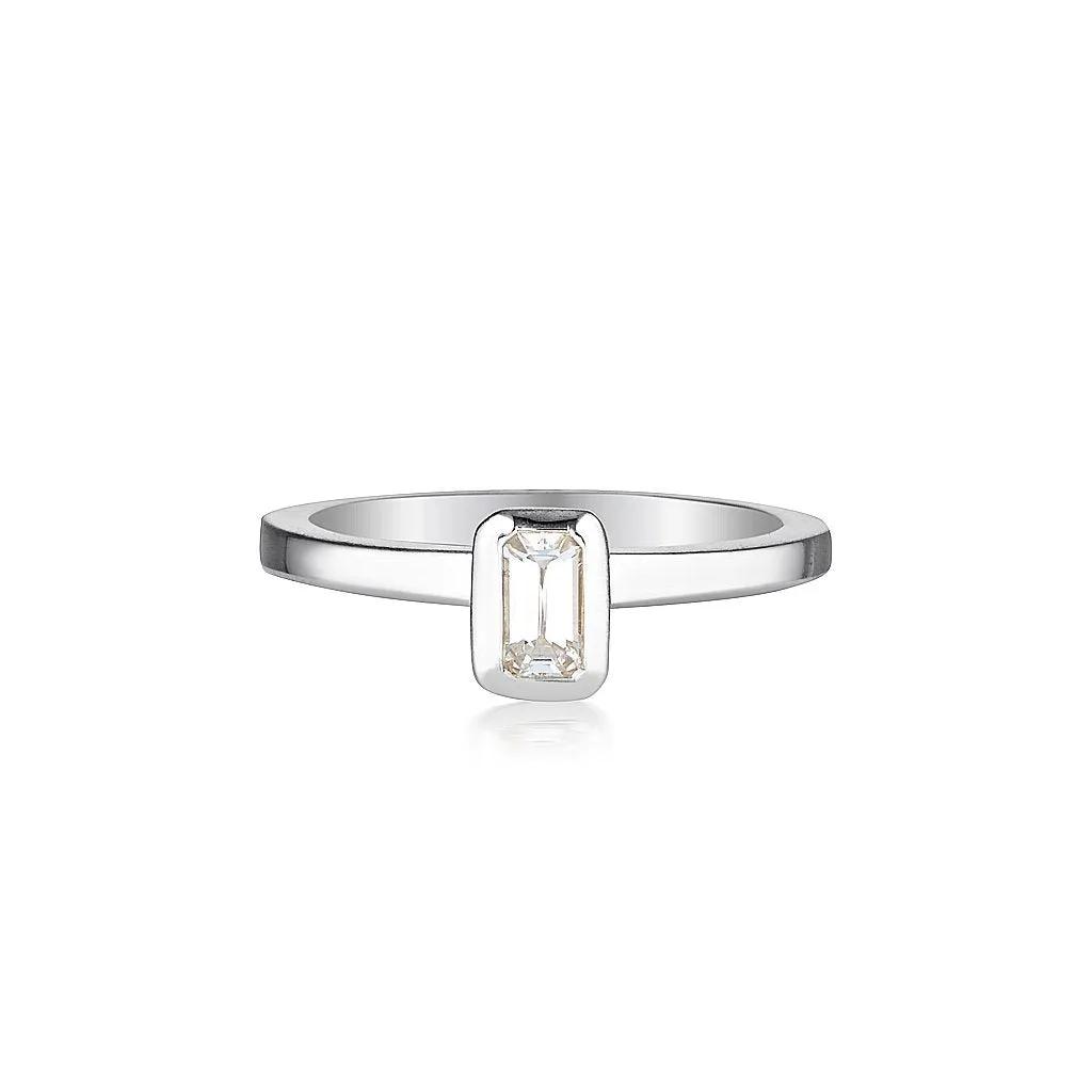 CELEBRATION STACKER RING - SMALL EMERALD CUT - WHITE SAPPHIRE