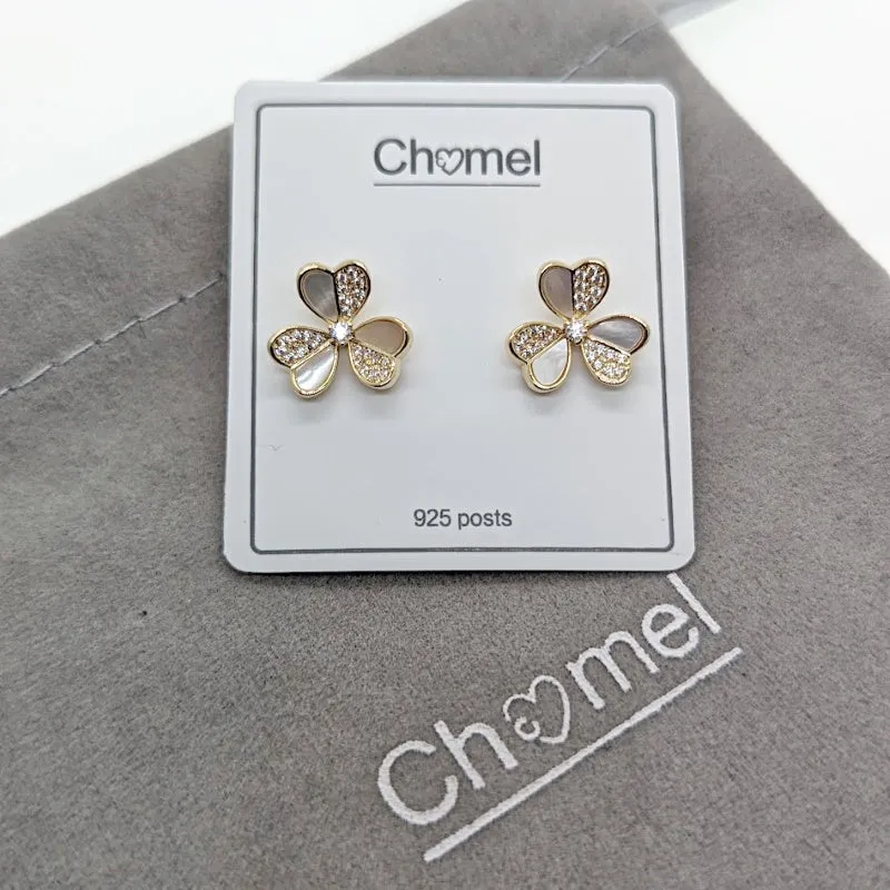 Clover Leaf Mother of Pearl Gold Earrings