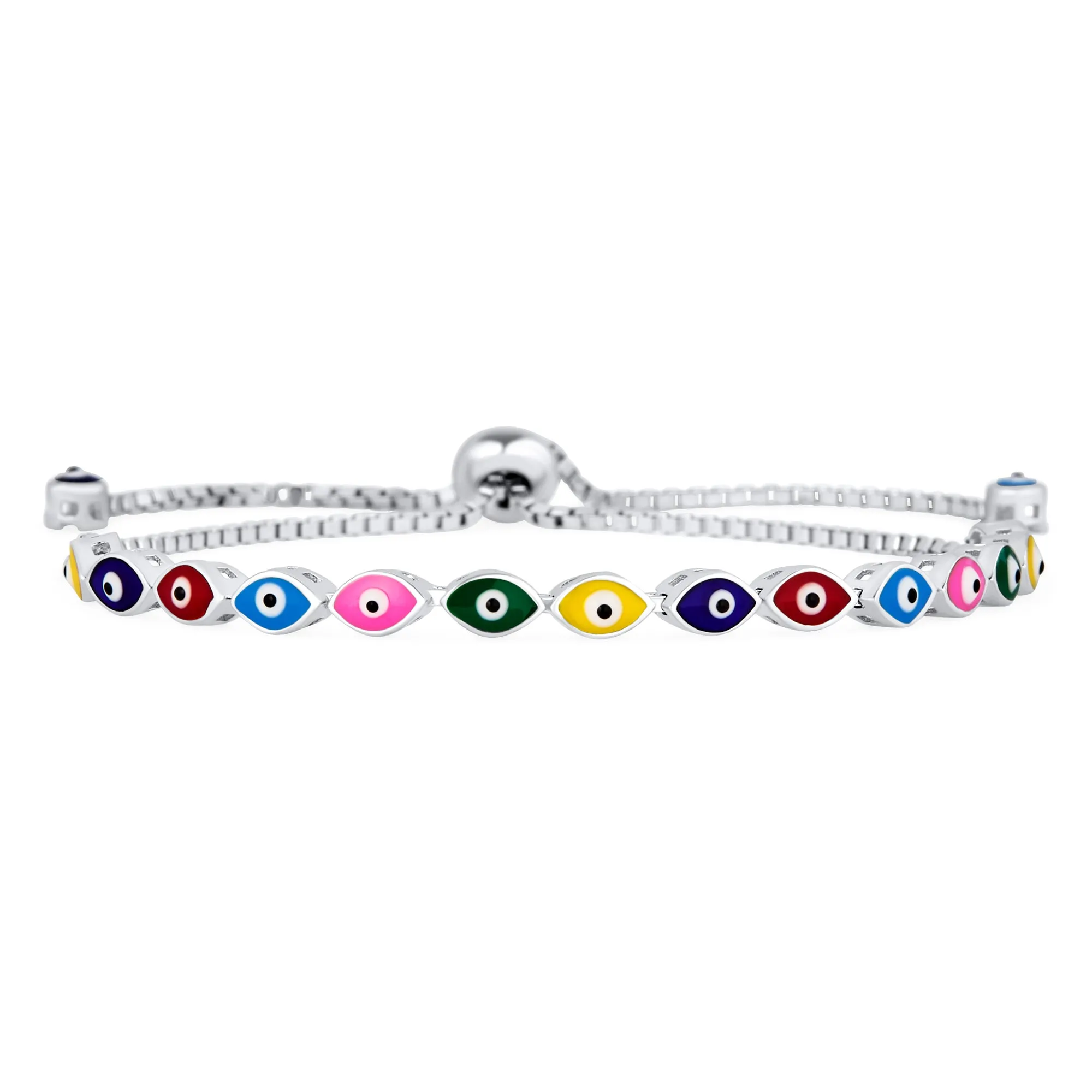 Colorful Eye Shape Spiritual Protection Tennis Bracelet Multi Color Evil Eye Bolo