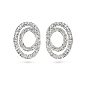 Contour Large Diamond and White Gold Swirl Earrings