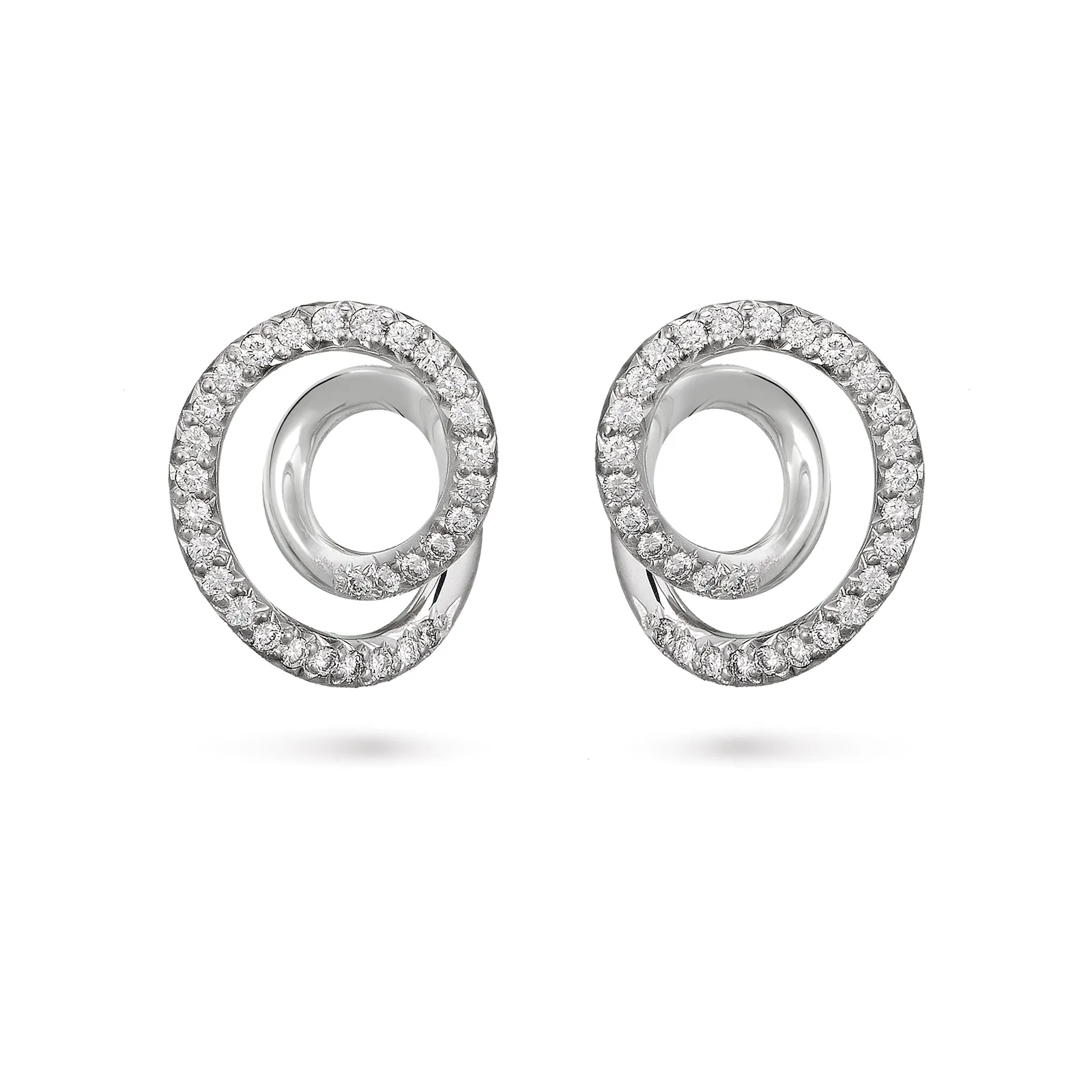 Contour Small Diamond and White Gold Swirl Earrings