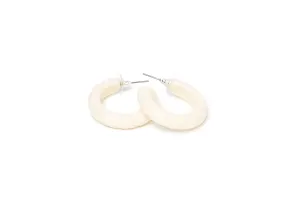 Cream Heavy Carve Hoop Earrings by Splendette