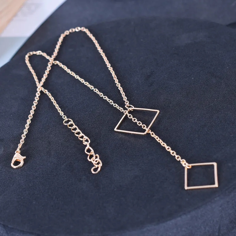 Creative Retro Simple Geometric Square Pendant Necklace