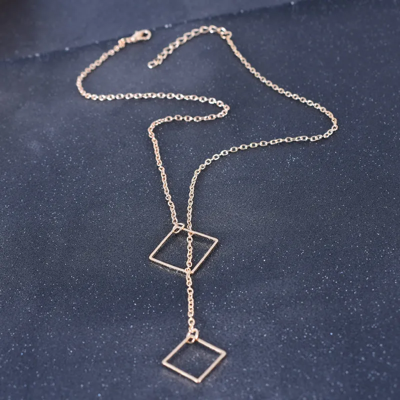 Creative Retro Simple Geometric Square Pendant Necklace