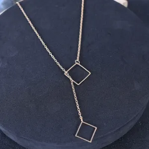 Creative Retro Simple Geometric Square Pendant Necklace