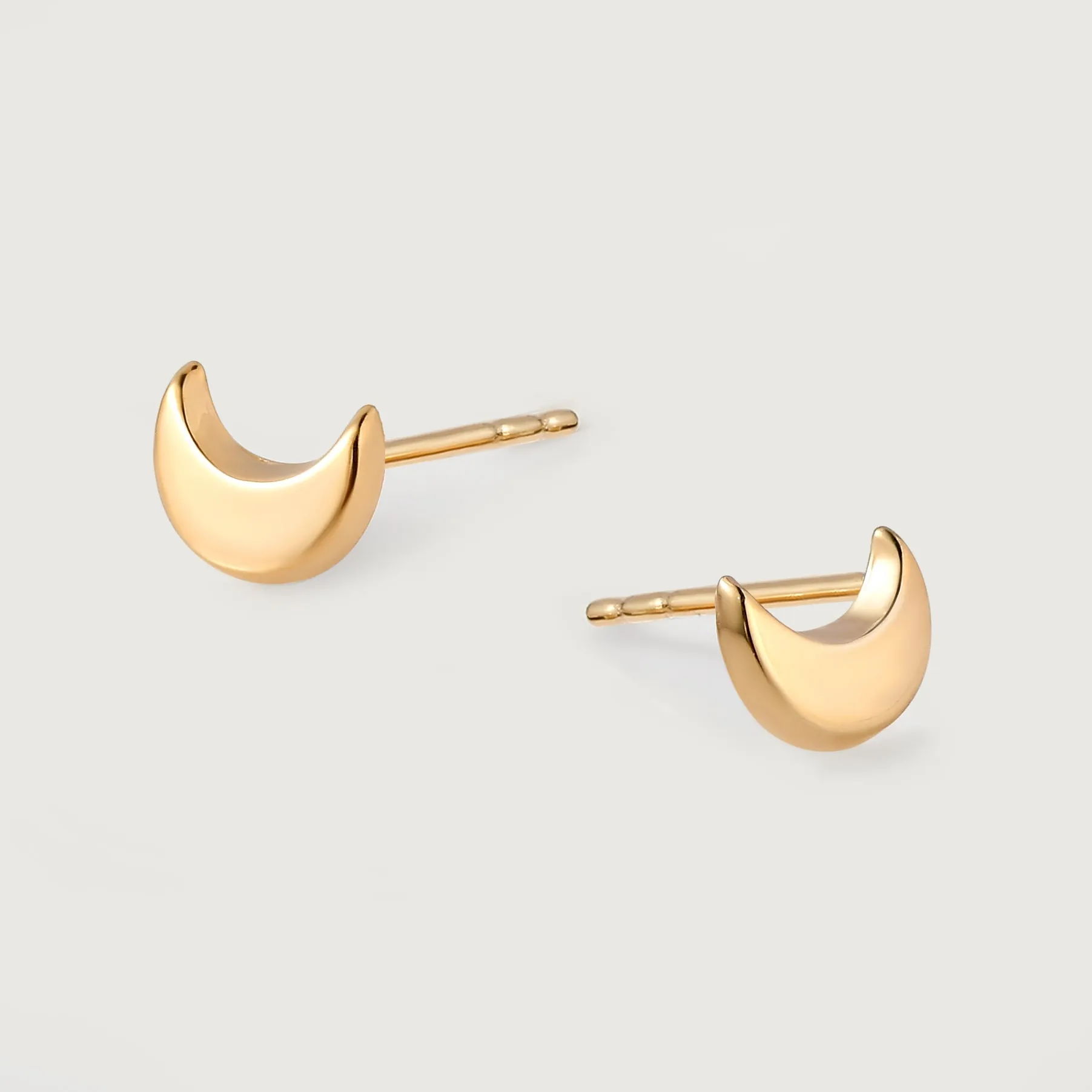 Crescent Moon Stud Earrings in 9K Gold   Heart of Gold Stud Earrings in 9K Yellow Gold