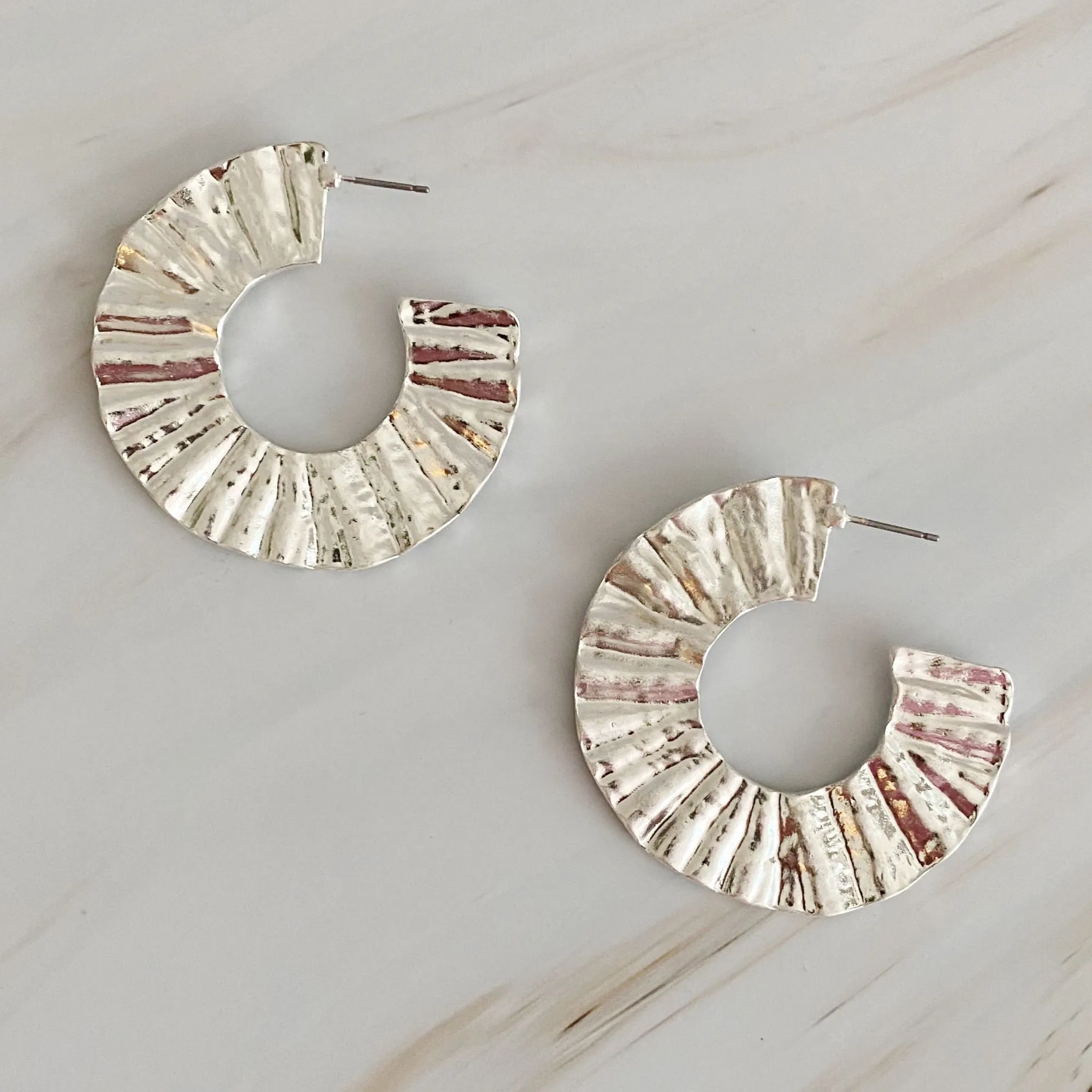 Crinkled Art Hoop Earrings