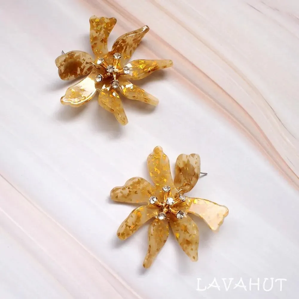 Daffodil Confetti Gold Drop Earrings