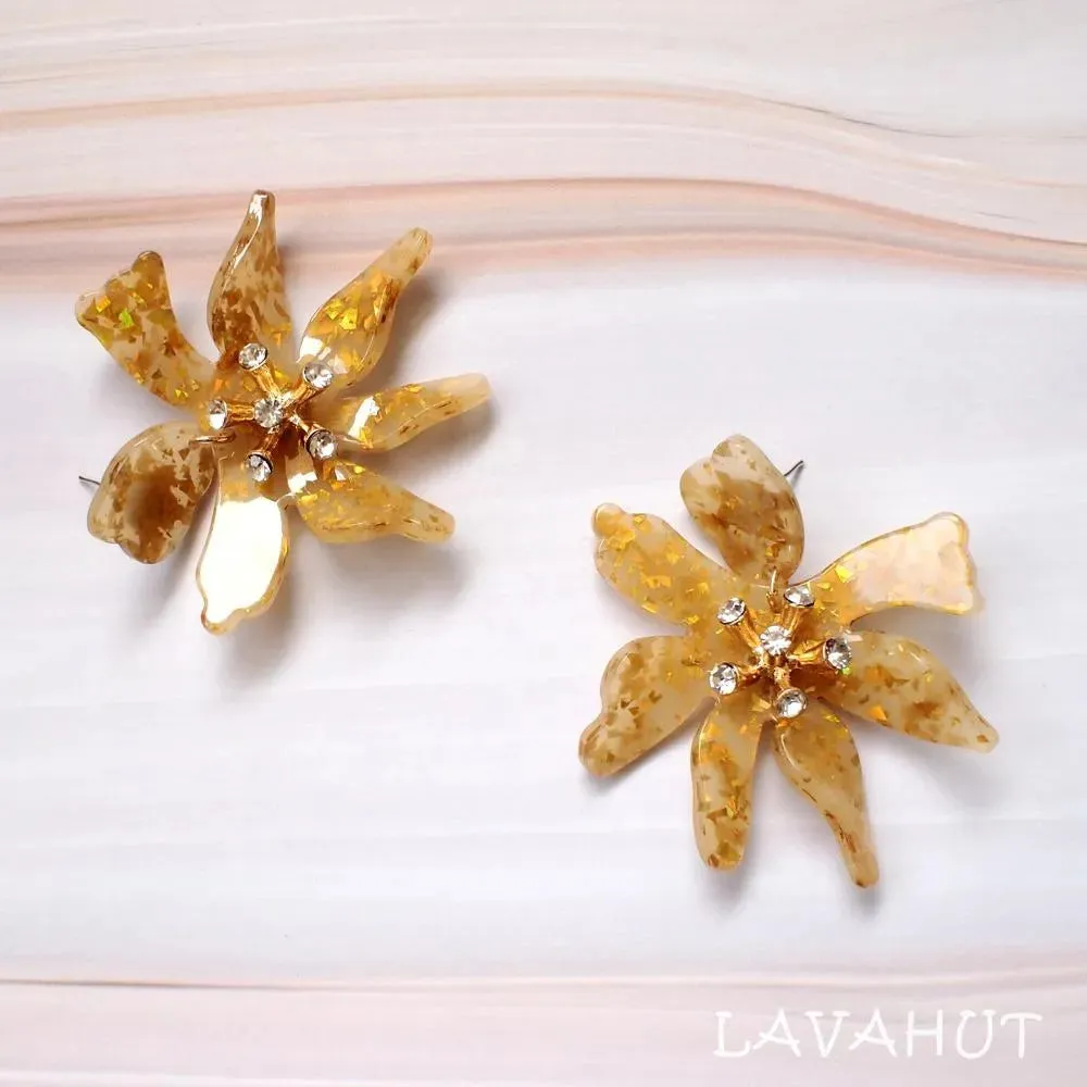 Daffodil Confetti Gold Drop Earrings