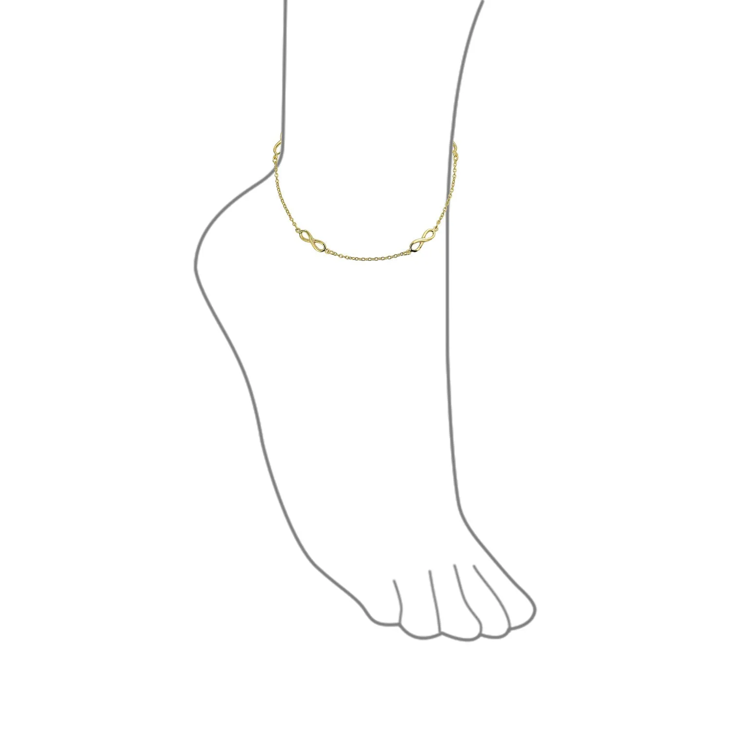 Dainty Infinity Love Knot Anklet Ankle Bracelet 14k Gold Plated Chain