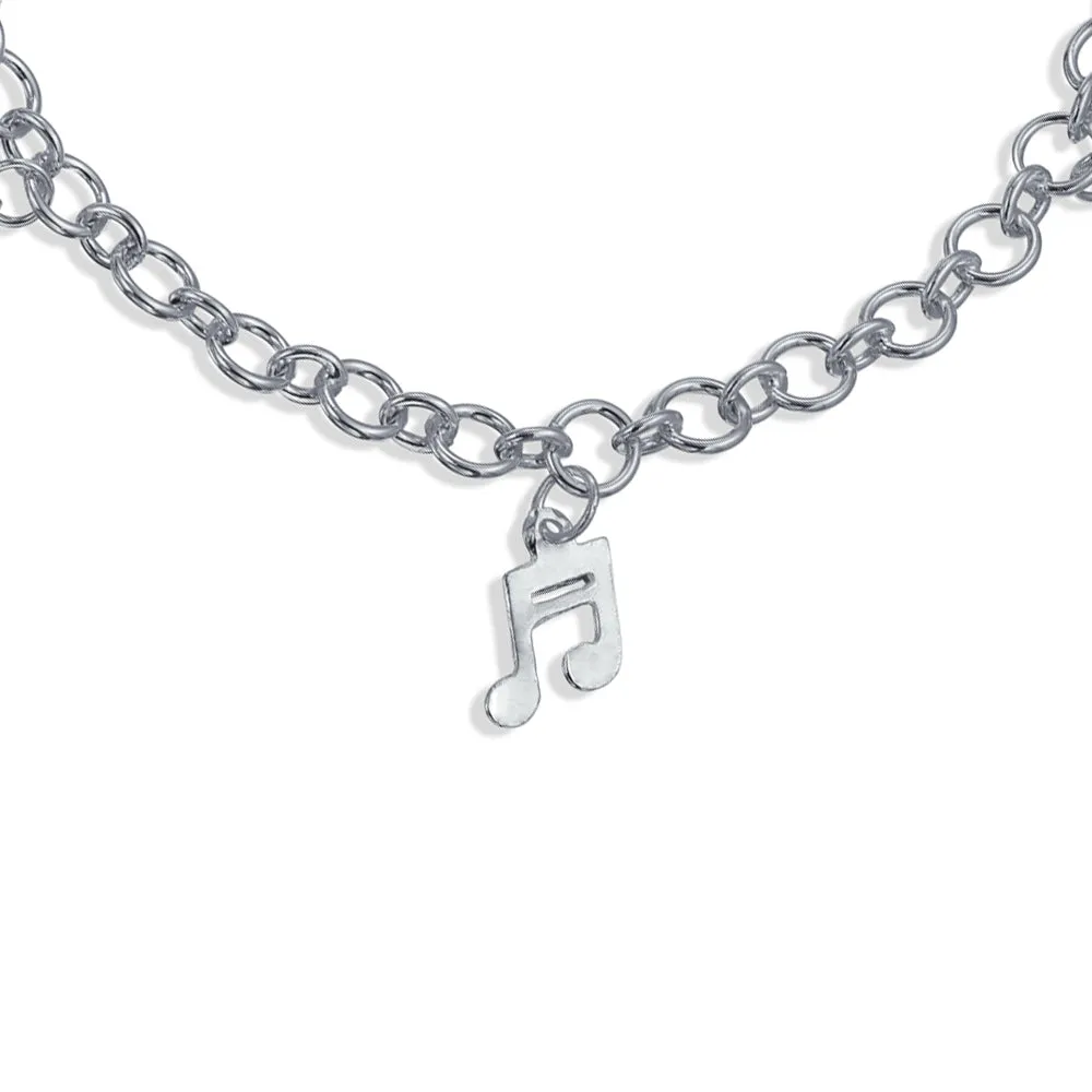 Dangling Bells Clef Music Notes Anklet Ankle Bracelet for Musicians Silver