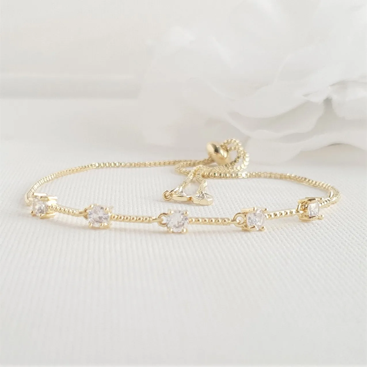 Delicate Bridal Bracelet in Gold for Brides & Bridesmaids- Ginger