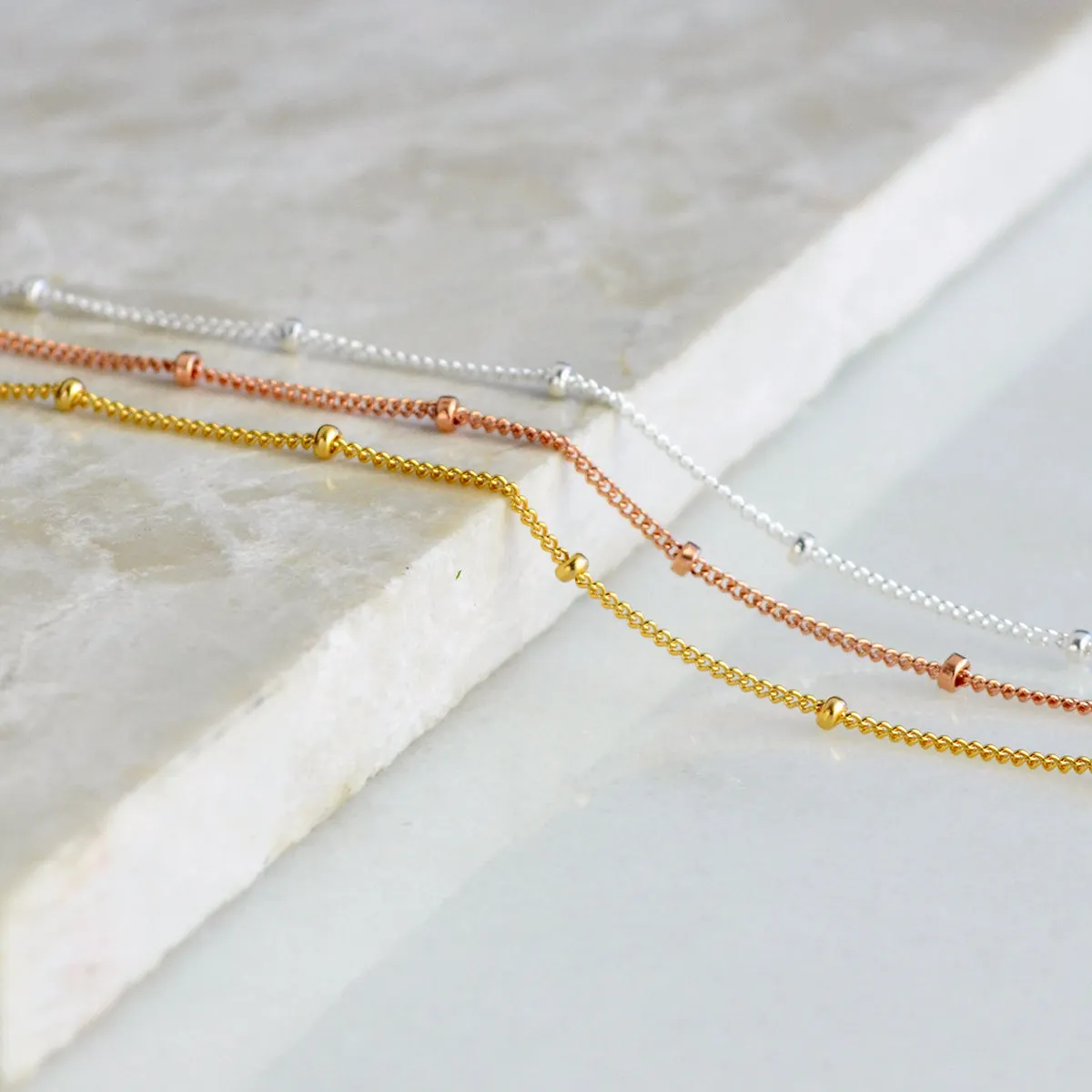 Delicate Dew Drops Bracelet in Gold-Filled, Rose Gold-Filled, and Sterling Silver