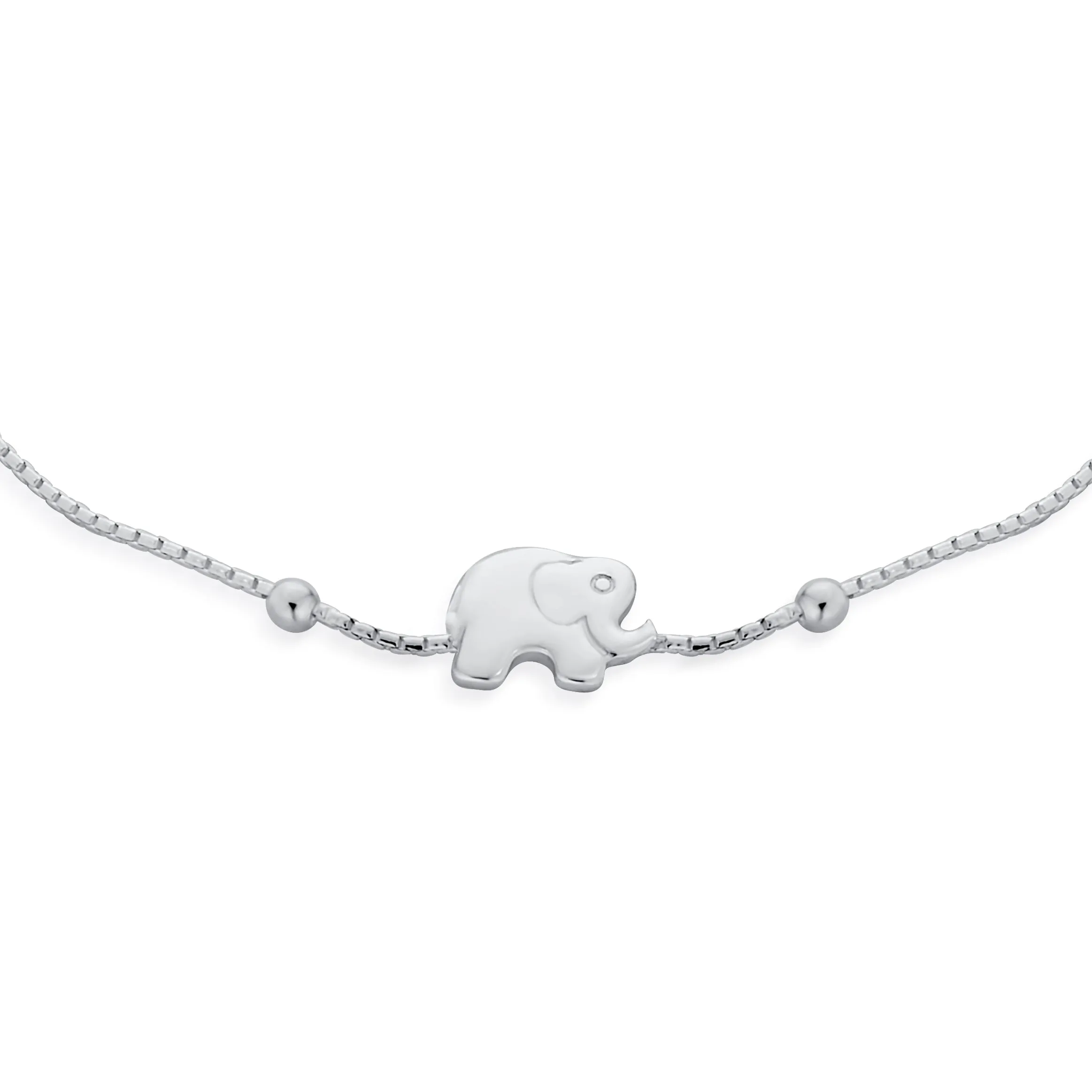 Delicate Elephant Bracelet with Lucky Animal Charms and Beads Sterling Silver 7.5"