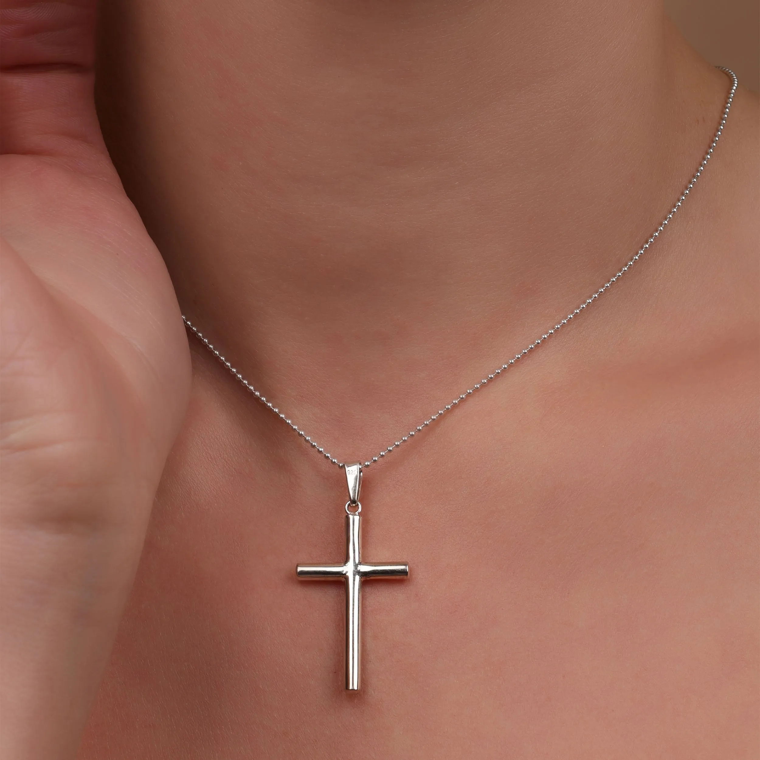 Delicate Petite Cross Pendant Necklace for Teens in Polished Sterling Silver