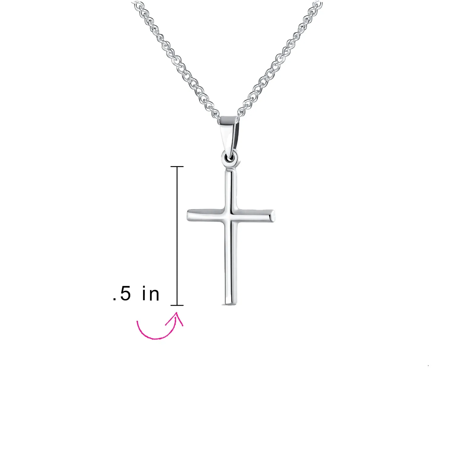 Delicate Petite Cross Pendant Necklace for Teens in Polished Sterling Silver