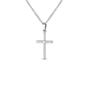 Delicate Petite Cross Pendant Necklace for Teens in Polished Sterling Silver