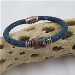 Denim Blue Round Leather Cord Bracelet