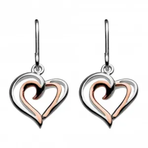 Dew Silver Heart Strands with Rose Gold Plate Drop Earrings 68028RG016