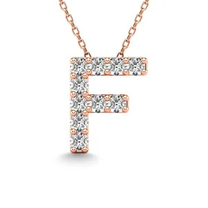 Diamond 1/10 Ct.Tw. Letter F Pendant in 14K Rose Gold"