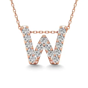 Diamond 1/6 Ct.Tw. Letter W Pendant in 14K Rose Gold"