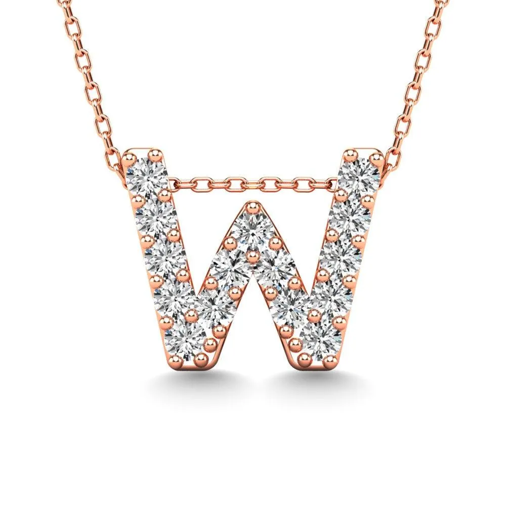 Diamond 1/6 Ct.Tw. Letter W Pendant in 14K Rose Gold"