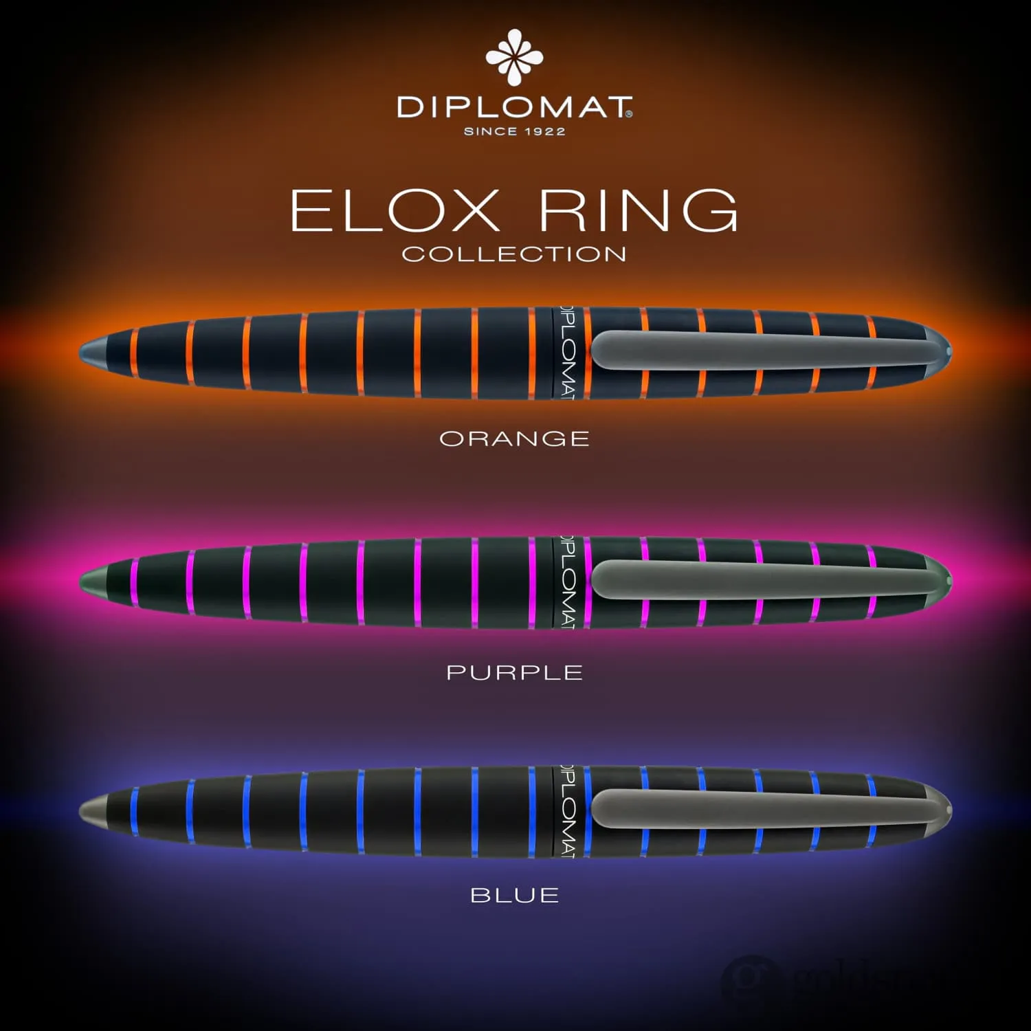 Diplomat Elox Fountain Pen in Ring Black & Purple