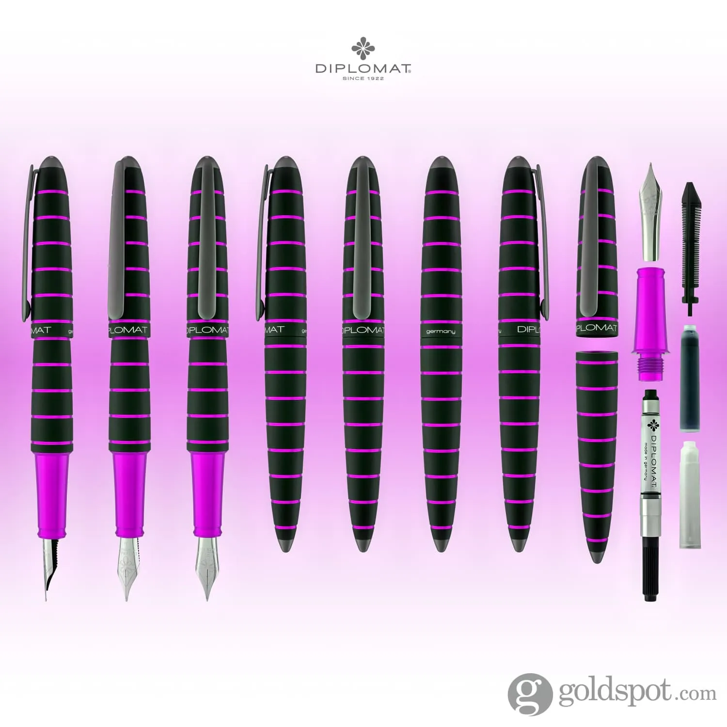 Diplomat Elox Fountain Pen in Ring Black & Purple