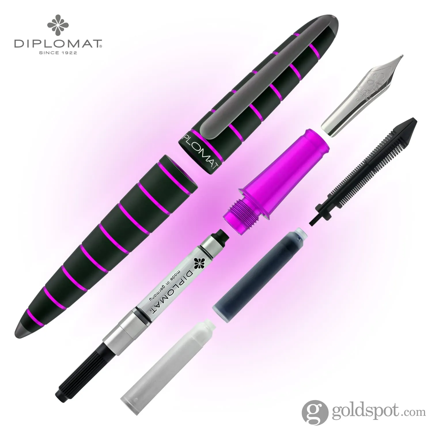 Diplomat Elox Fountain Pen in Ring Black & Purple