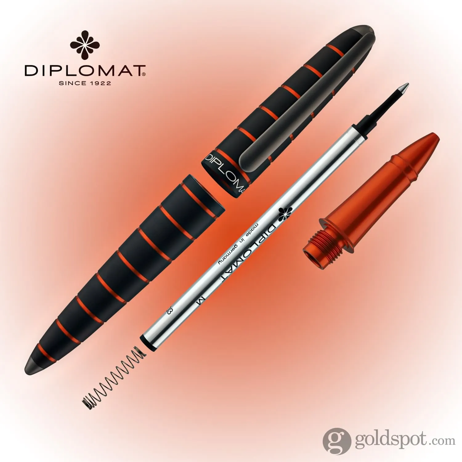 Diplomat Elox Rollerball Pen in Ring Black & Orange