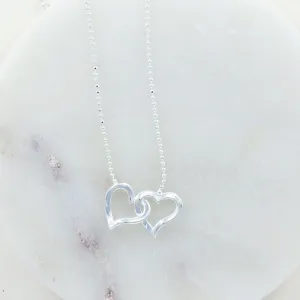 DOUBLE OPEN HEART NECKLACE ON BALL CHAIN