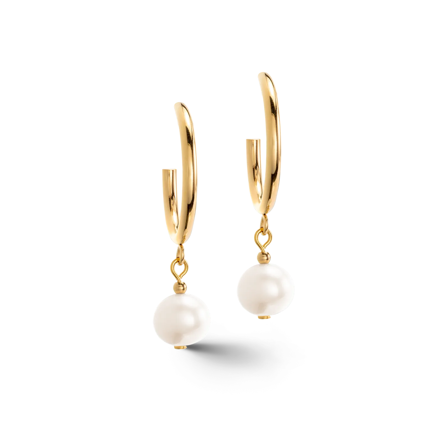 Earrings Creole Freshwater Pearls & Chunky Chain Navette Multiwear white-gold