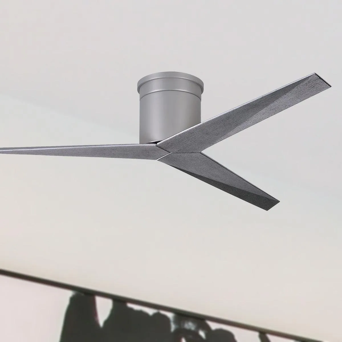 Eliza-H 56" Flush Mount Ceiling Fan with Remote Control, Brushed Nickel with Barnwood Blades