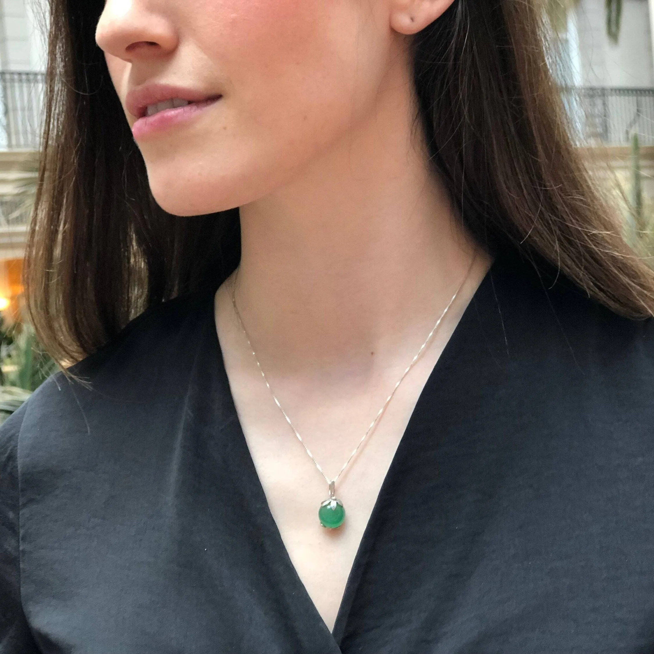 Emerald Leaf Necklace - Green Statement Pendant - Boho Emerald Necklace