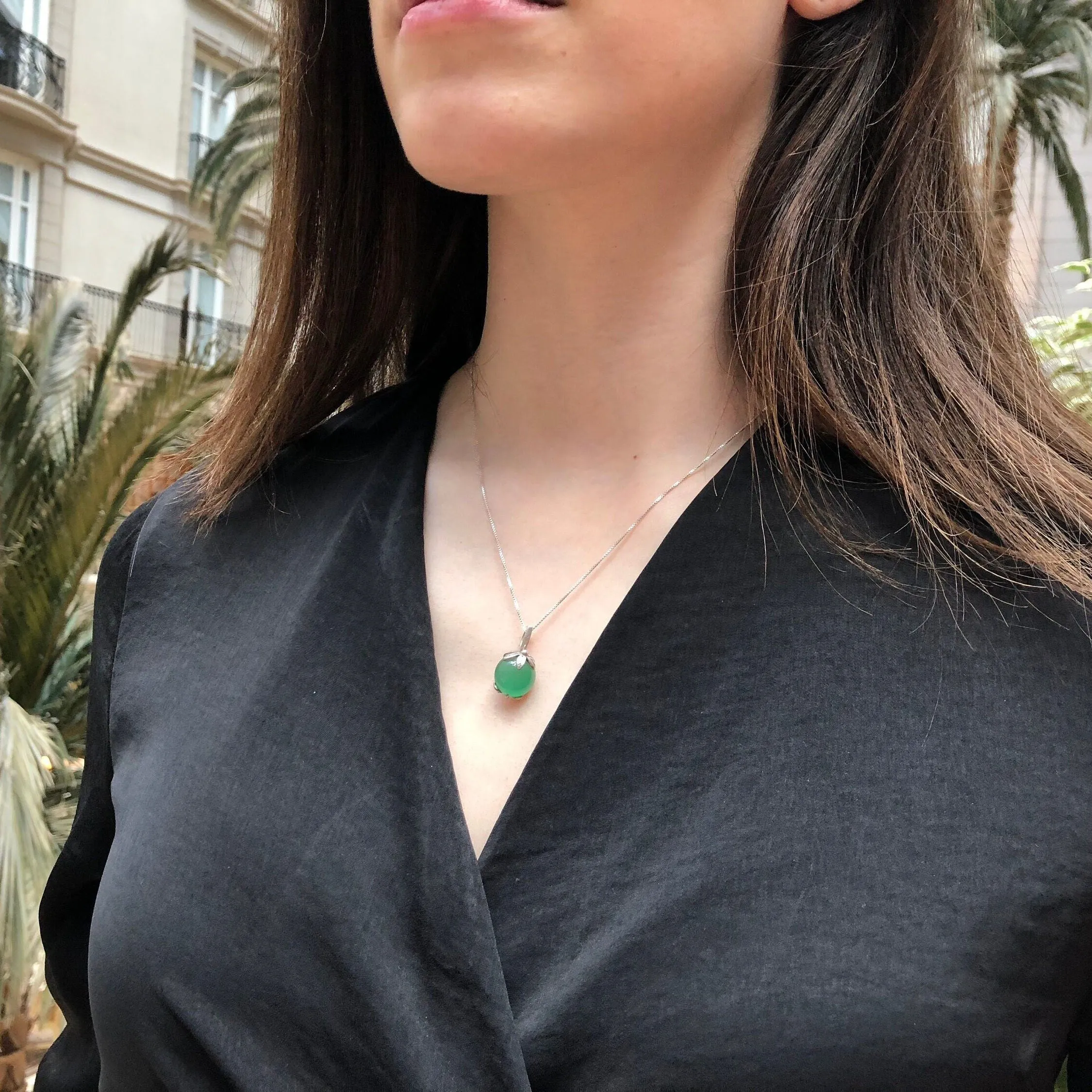 Emerald Leaf Necklace - Green Statement Pendant - Boho Emerald Necklace