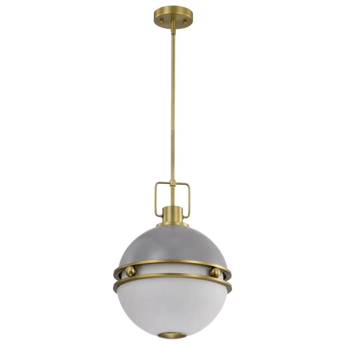 Everton 14 in. 2 lights Pendant Light Matte Gray and Vintage Brass Finish