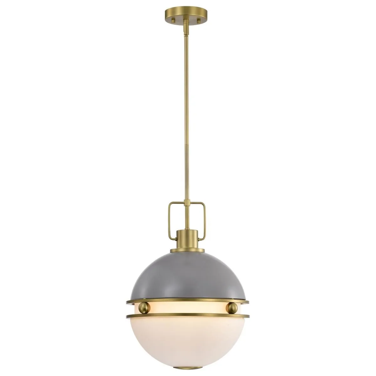 Everton 14 in. 2 lights Pendant Light Matte Gray and Vintage Brass Finish