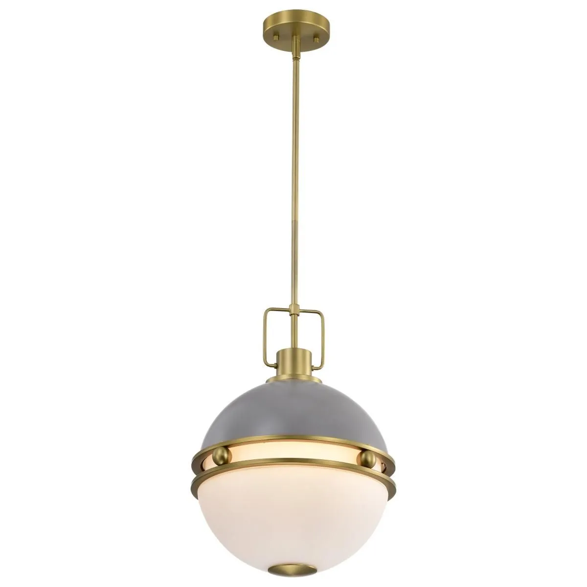 Everton 14 in. 2 lights Pendant Light Matte Gray and Vintage Brass Finish