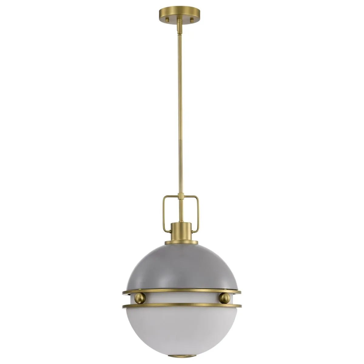 Everton 14 in. 2 lights Pendant Light Matte Gray and Vintage Brass Finish