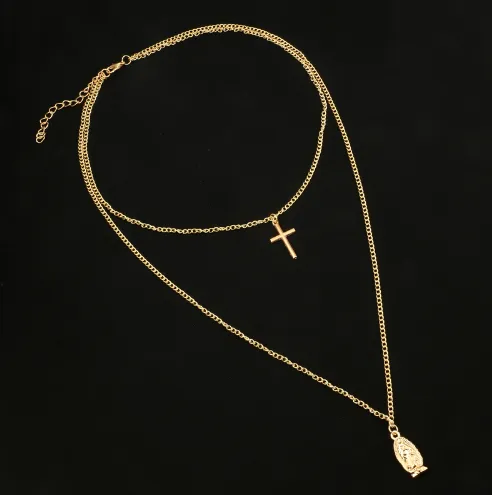 Fashion simple gold-plated Madonna cross necklace