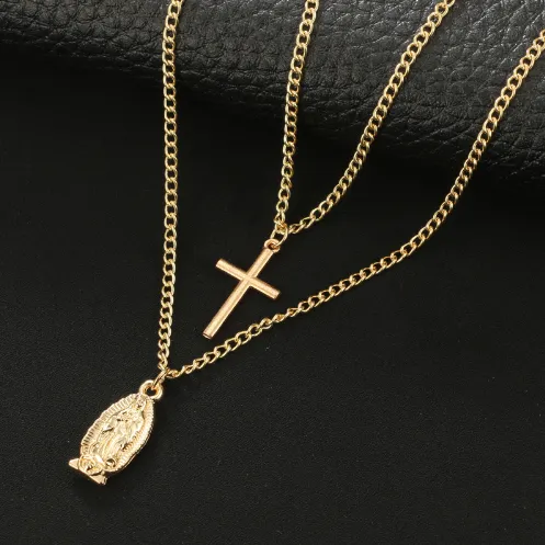 Fashion simple gold-plated Madonna cross necklace