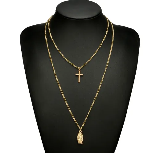 Fashion simple gold-plated Madonna cross necklace