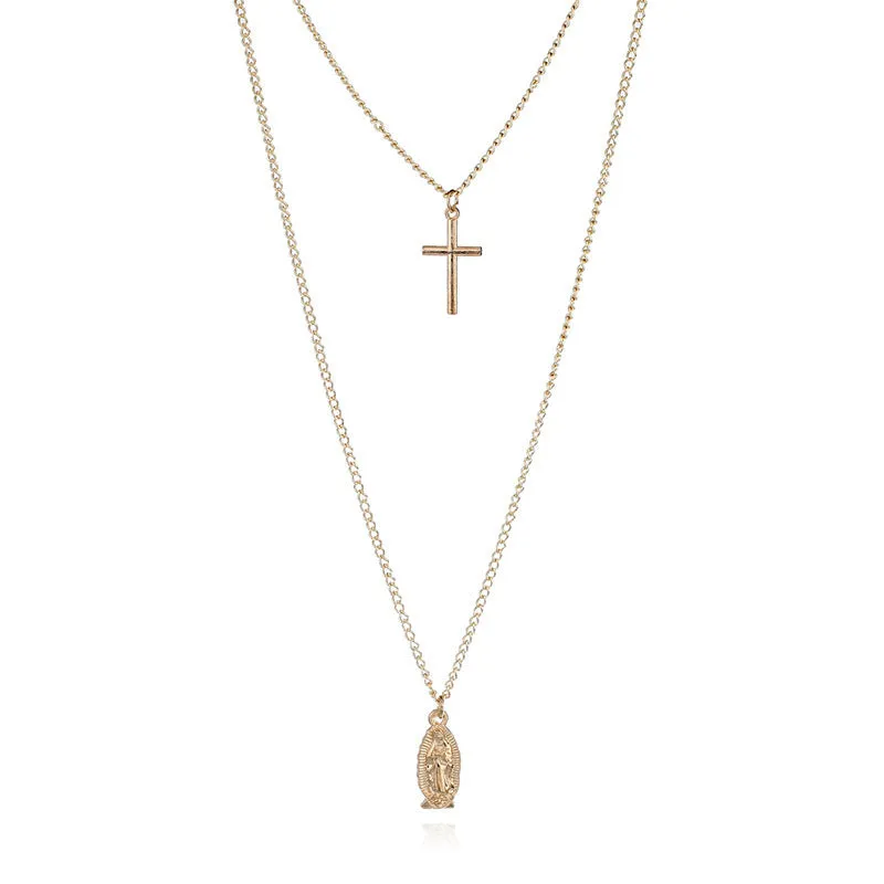 Fashion simple gold-plated Madonna cross necklace