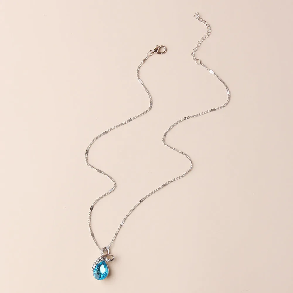 Fashion Water Drop Simple Zircon Clothing Pendant Necklace