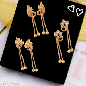 Fashionable Adjustable Drop Earrings &amp; Studs Set with Cubic Zirconia